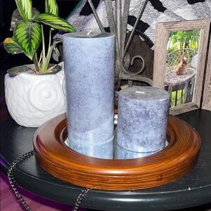 Small mirror, or candle tray, can hang with chain attached, come with candles